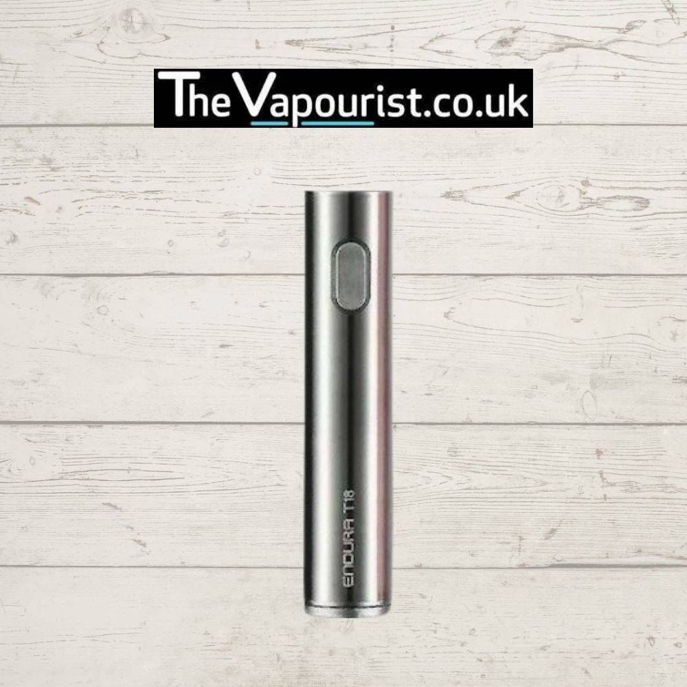 Innokin T18e Battery - Compact 1000mAh battery capacity in silver finish, ideal for MTL vaping with micro USB charging port.