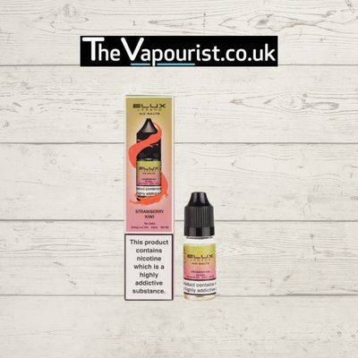 ELUX Legend Nic Salts - Strawberry Kiwi Vape 10ml bottle and packaging, available in 10mg or 20mg for MTL vaping. Sold by TheVapourist.co.uk.