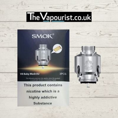SMOK V8 EU Coils 3-pack for vaporizers, designed for exceptional cloud production and bold flavour, ideal for sub-ohm vaping enthusiasts.