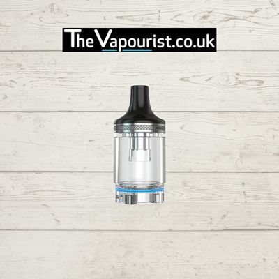 Aspire Flexus AIO 4ml Pod replacement cartridge for Aspire Flexus AIO device, shown with transparent tank and black mouthpiece on wood background.