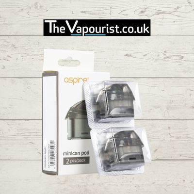 Aspire Minican Pod 2 Pack with 2ml capacity and built-in 0.8Ω coils, compatible with Aspire Minican series vaporizers. Ideal for smooth vaping.