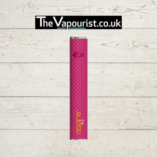 Aspire K2 Battery in pink with 800mAh capacity and 510 threading, ideal for MTL vaping. Compact, stylish design for portable use.
